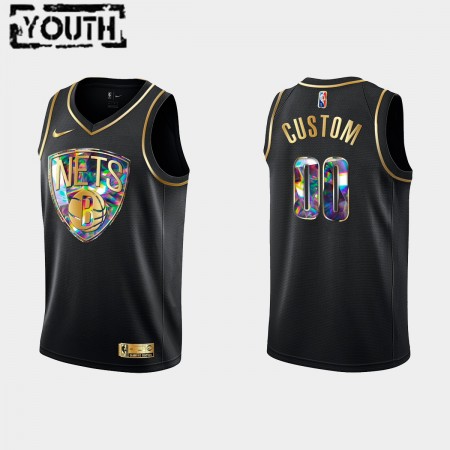 Kinder NBA Brooklyn Nets Trikot Benutzerdefinierte Nike 2021-2022 Schwarz Golden Edition 75th Anniversary Diamond Swingman